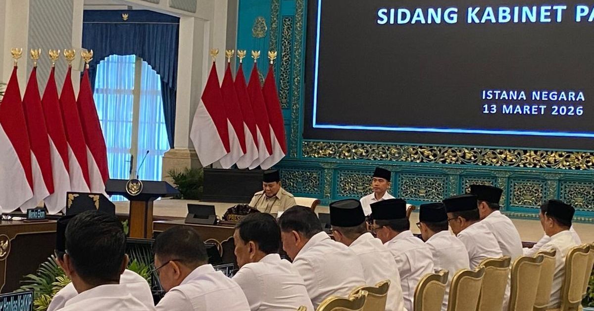 Presiden Prabowo Subianto Memimpin Sidang Kabinet Paripurna Di Istana Negara, Kompleks Istana Kepresidenan Jakarta Pada Jumat, 13 Maret 2026. (Foto Kompas.Com/Fika Nurul Ulya)