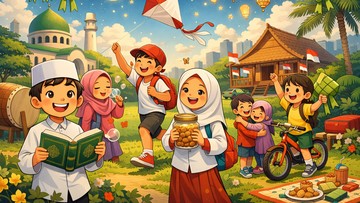 Foto: Ilustrasi anak sekolah di Indonesia libur Ramadan dan Lebaran. (Chat GPT)