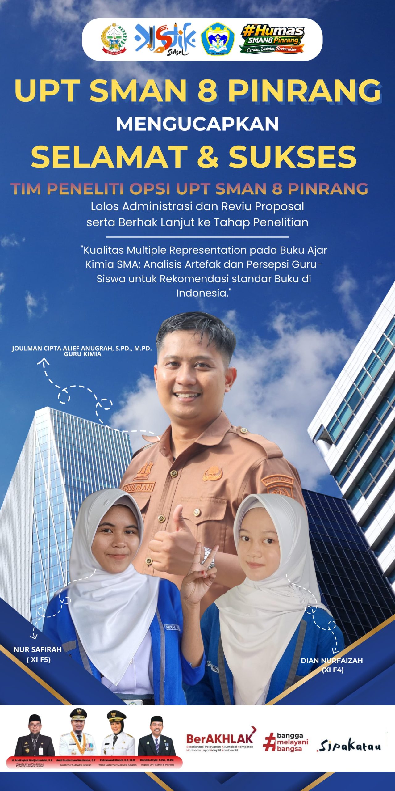 Ilustrasi: Dua Siswi SMAN 8 Pinrang Melaju ke Tahap Penelitian OPSI Berbekal Riset Kualitas Buku Ajar Kimia