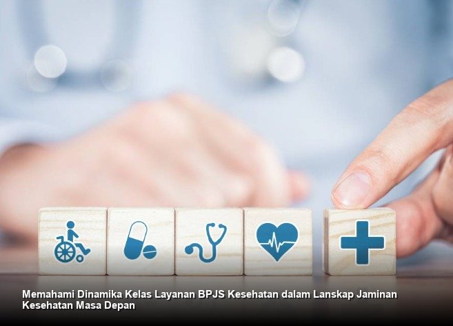 Ilustrasi visual yang menunjukkan tiga tingkatan fasilitas kamar rumah sakit yang berbeda, melambangkan kelas layanan BPJS Kesehatan.