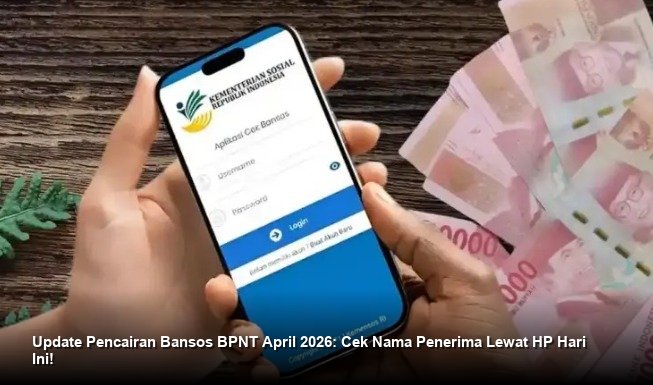 INFO RESMI KEMENSOS - Tampilan laman resmi cekbansos.kemensos.go.id di layar ponsel sebagai panduan praktis memverifikasi status penerima bantuan sosial.