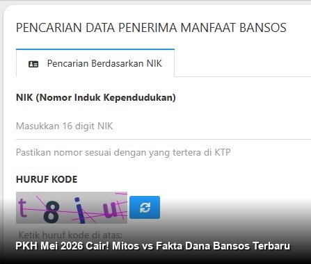INFO RESMI KEMENSOS - Tampilan layar ponsel menunjukkan proses verifikasi data penerima bansos di situs resmi Kemensos.