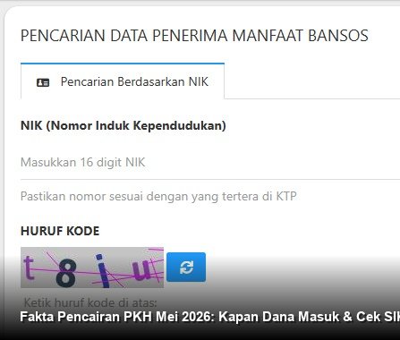INFO RESMI KEMENSOS - Tampilan antarmuka pengecekan status penerima bantuan sosial melalui laman resmi Kemensos di perangkat seluler.