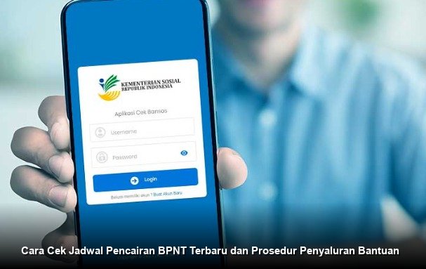 Ilustrasi kartu keluarga sejahtera dan proses pengambilan bantuan pangan di agen bank resmi.