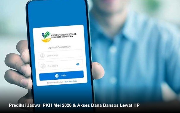 INFO RESMI KEMENSOS - Tampilan layar ponsel menunjukkan proses verifikasi data penerima bantuan sosial melalui situs resmi Kemensos.