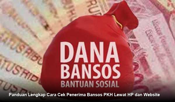 INFO RESMI KEMENSOS - Tampilan layar smartphone yang menunjukkan halaman utama website cek bansos Kemensos dengan kolom pengisian wilayah dan nama penerima manfaat.