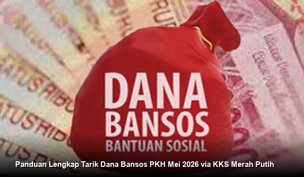 INFO RESMI KEMENSOS - Ilustrasi langkah-langkah pengecekan status bantuan sosial melalui layar smartphone dengan latar belakang kantor Bank HIMBARA yang melayani masyarakat secara tertib.