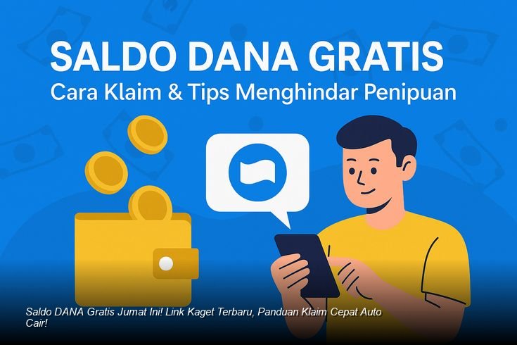 Ilustrasi tangan memegang smartphone dengan notifikasi saldo DANA masuk berwarna hijau cerah.