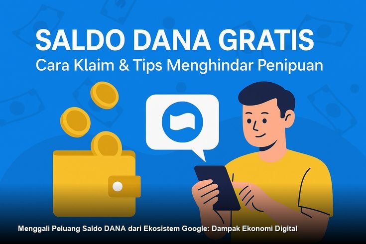 Tampilan ilustrasi smartphone yang menampilkan notifikasi saldo DANA masuk dari aplikasi Google.