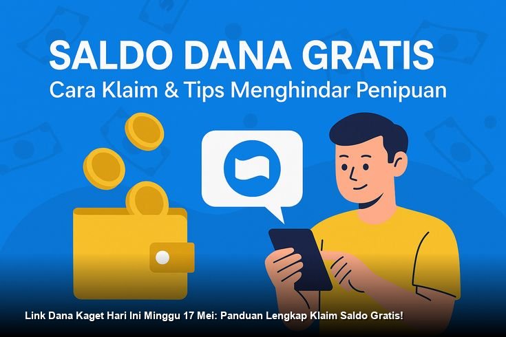 Ilustrasi aplikasi DANA pada layar smartphone yang menampilkan amplop digital merah terbuka dengan koin emas bertebaran di sekitarnya.
