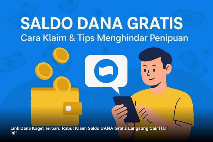 Ilustrasi tangan meraih amplop digital berwarna merah yang melambangkan notifikasi Saldo DANA Kaget di layar smartphone.