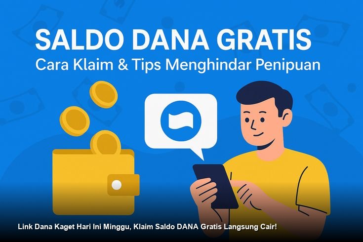 Ilustrasi tangan memegang smartphone dengan notifikasi amplop digital DANA Kaget berwarna merah menyala di layar.