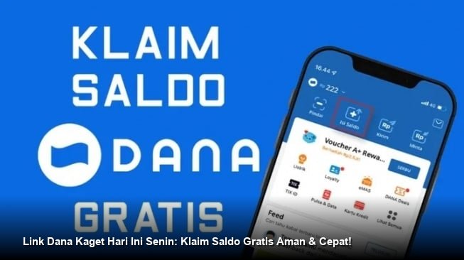 Tangan memegang smartphone dengan notifikasi amplop digital berwarna merah khas fitur Dana Kaget muncul di layar.