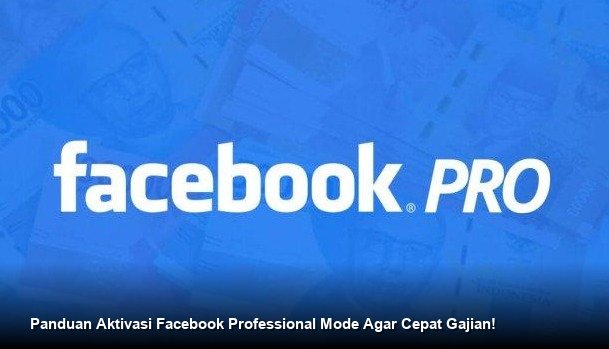 Ilustrasi layar smartphone yang menampilkan dashboard Facebook Professional Mode dengan grafik pendapatan yang meningkat tajam dan notifikasi pembayaran berhasil.