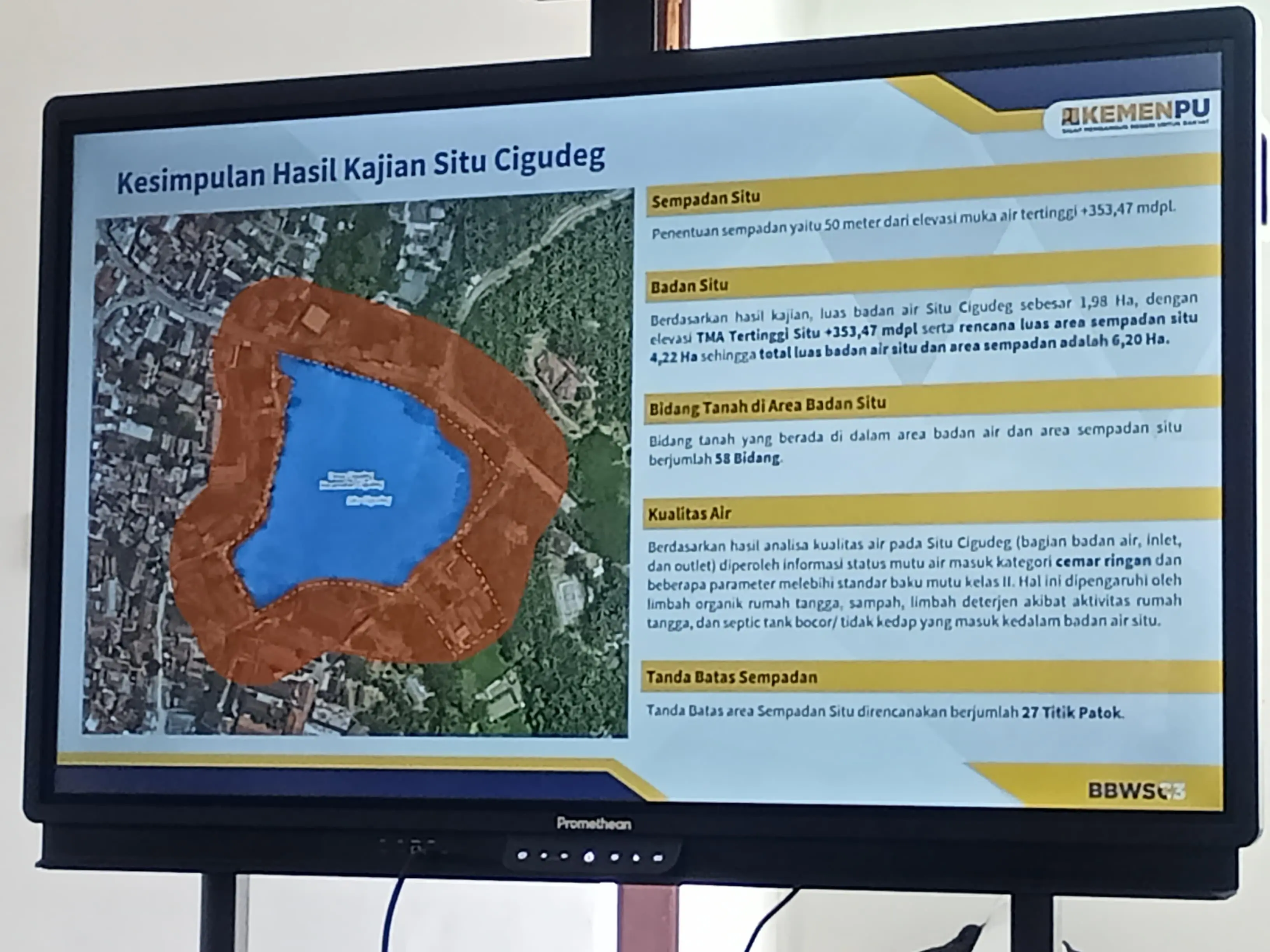 BBWS C3 Sosialisasi Hasil Kajian Garis Sempadan Situ Cigudeg, Situ Kedongdong dan Situ Cipayung Kabupaten Bogor Bagian Barat; Begini Pemaparan PPK OP SDA I 