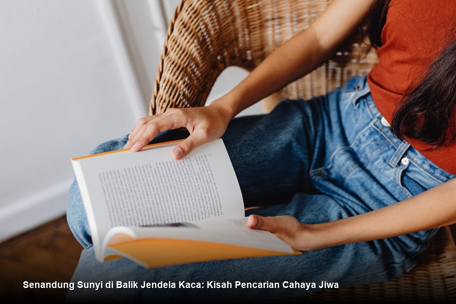 Seorang wanita dengan ekspresi damai duduk di depan piano tua yang tertutup debu, cahaya matahari senja menembus jendela kayu, menciptakan sorotan lembut di tuts piano.