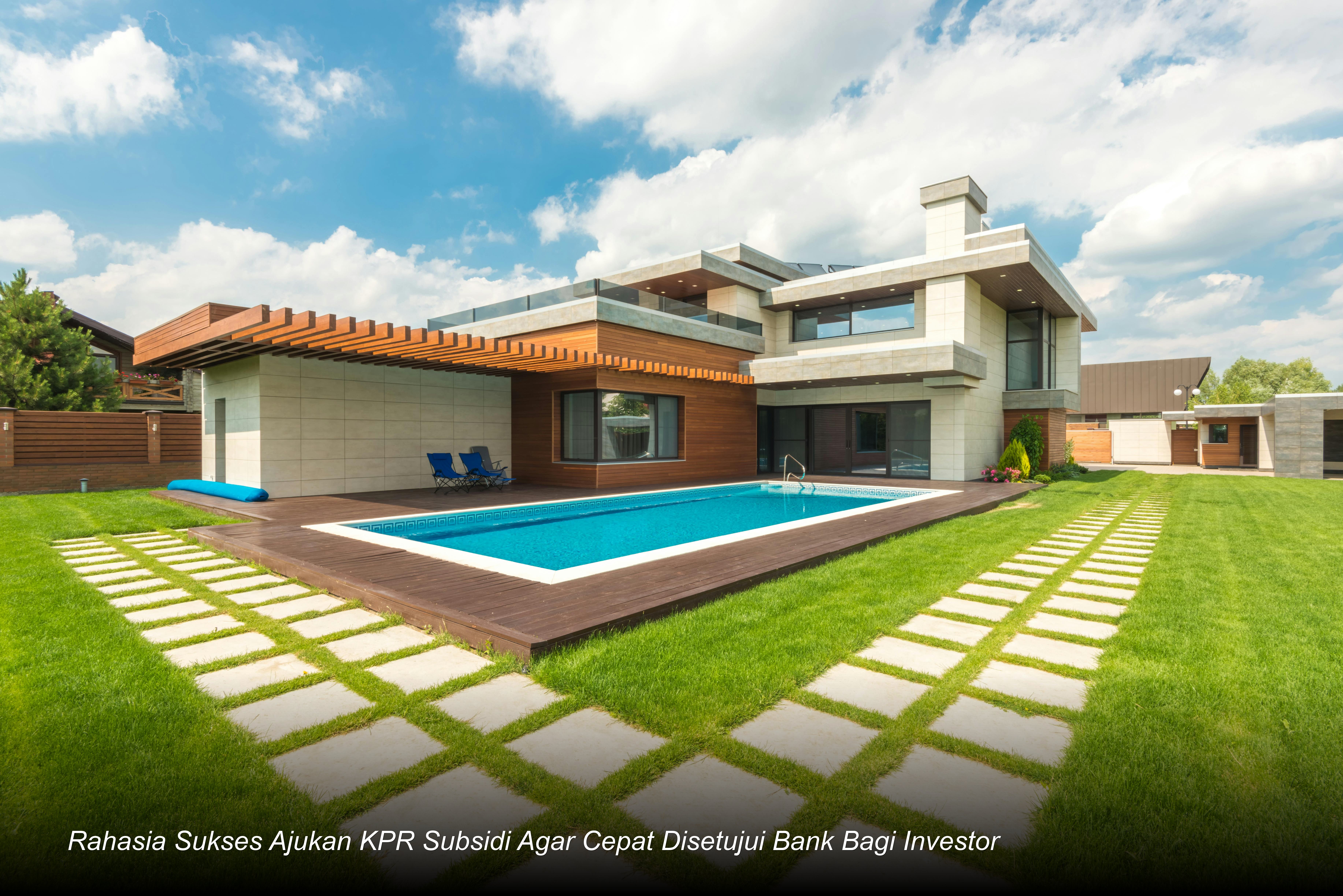 Foto rumah minimalis modern yang asri dengan taman hijau di depannya serta pencahayaan alami yang hangat memberikan kesan hunian yang nyaman dan bernilai investasi tinggi.