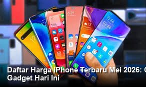 Foto studio iPhone 17 Pro Max berwarna Titanium Silver yang elegan berdiri tegak di atas permukaan kaca reflektif dengan pencahayaan neon minimalis di latar belakang.