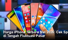 Tampilan elegan iPhone terbaru berwarna Deep Space Blue diletakkan di atas meja marmer putih dengan pencahayaan studio yang lembut.