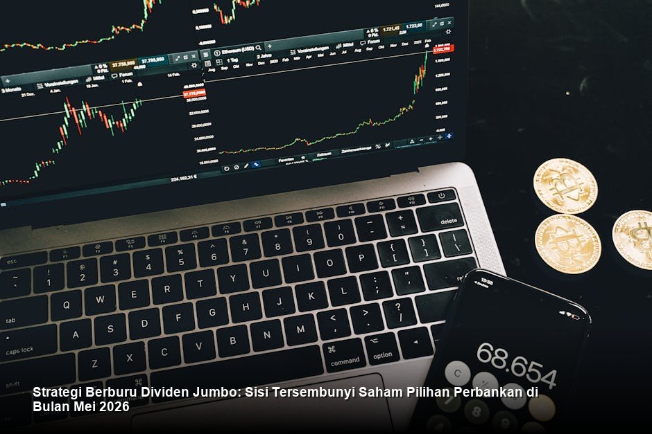 Grafik candlestick hijau yang menunjukkan tren naik (bullish) dengan latar belakang gedung bursa efek yang futuristik dan modern.