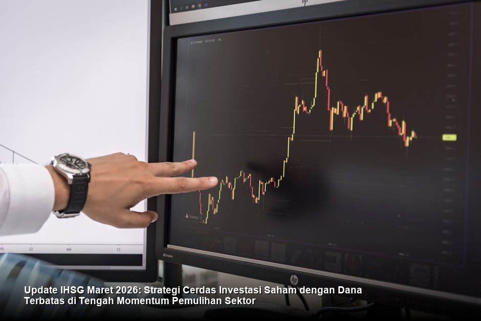 Tampilan grafik candlestick saham berwarna hijau cerah yang menunjukkan tren kenaikan stabil di layar monitor bursa saham modern.