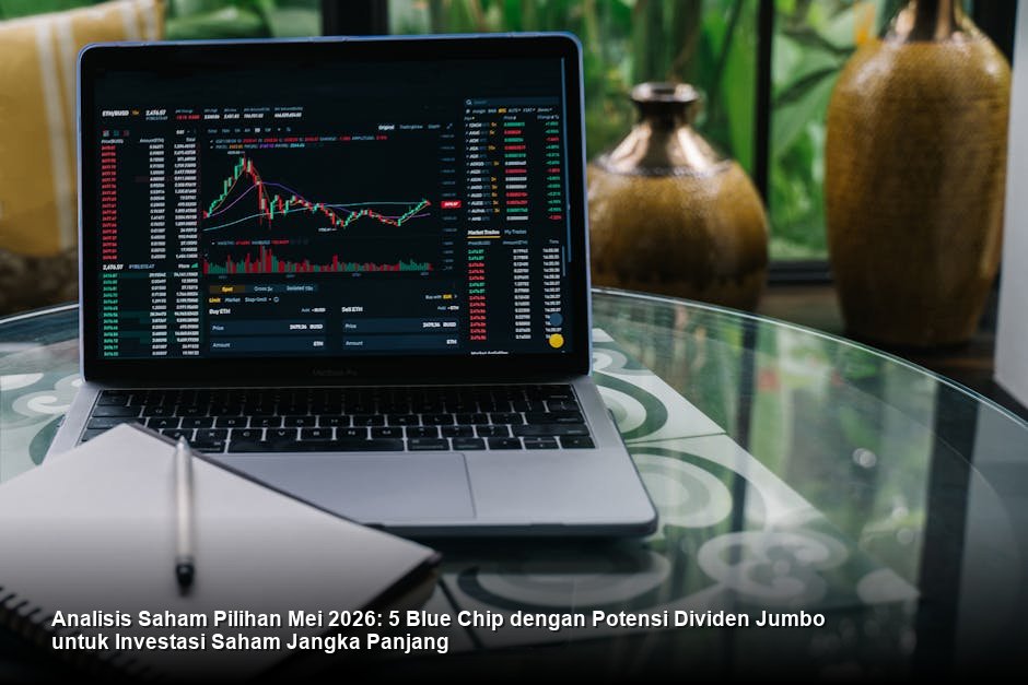 Visualisasi grafik *candlestick* saham berwarna hijau yang menunjukkan tren kenaikan stabil di atas rata-rata pergerakan harga jangka panjang, mencerminkan optimisme pasar.